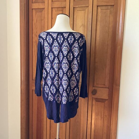 Lucky Brand Navy Stretch Pullover Top, Size L - Picture 3 of 6